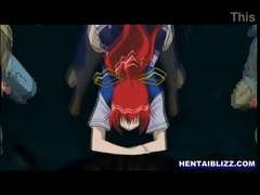Ruiva hentai aluna recebe perfurados pelos tentáculos do monstro